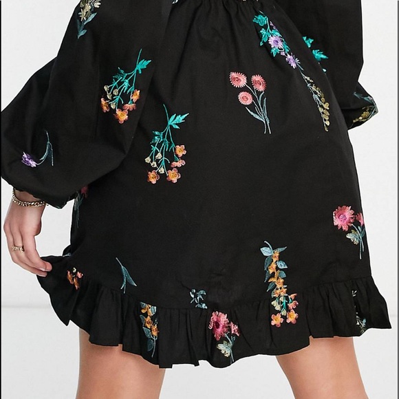 Botanical Black Floral Embroidery Skater Dress by ASOS Design Maternity - Picture 4 of 5